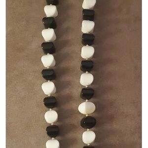 Chic Black and White Beaded Necklace